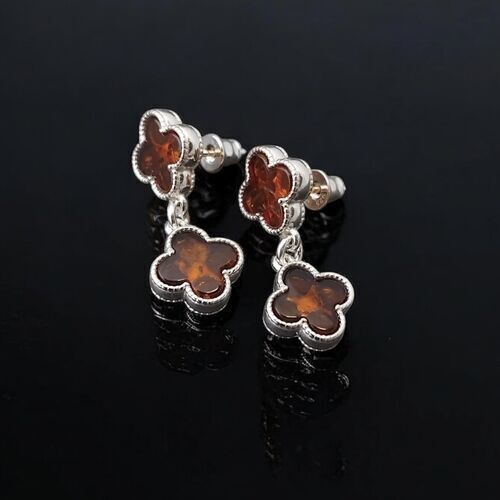 Amber quatrefoil drop earrings