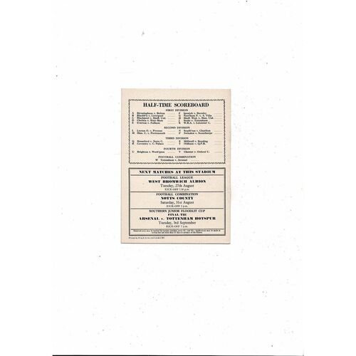 1963/64 Arsenal v Wolves Football Programme