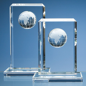 Optical Crystal Globe Rectangle Award (19cm)