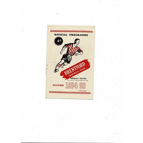 1954/55 Brentford v Torquay United Football Programme