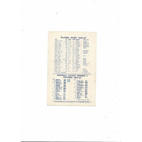 Queens Park Rangers v Brentford Friendly Football Programme 1962/63