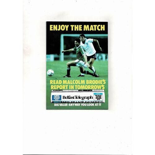 1987 Northern Ireland v Yugoslavia Football Programme