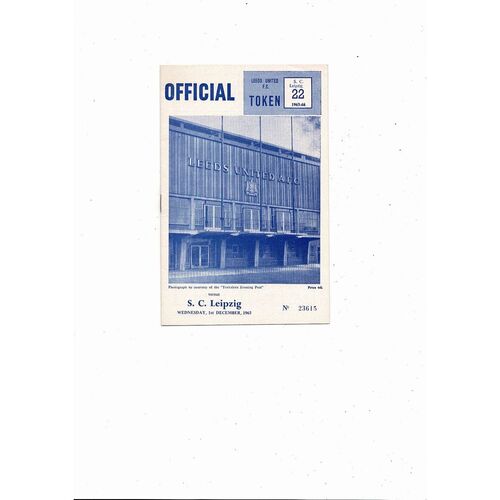 Leeds United v Leipzig Inter City Fairs Cup Football Programme 1965/66