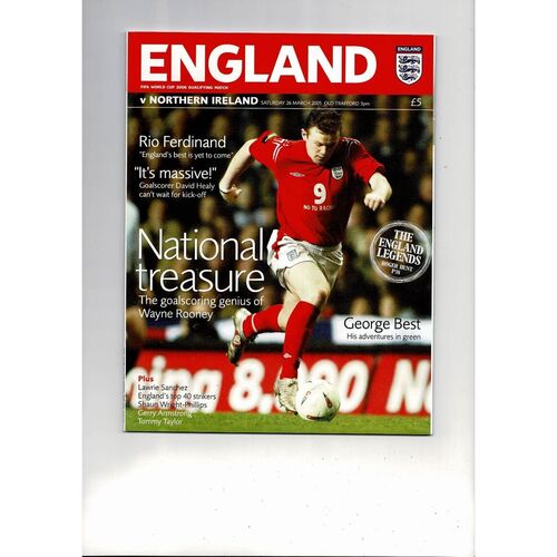 2005 England v Northern Ireland Football Programme