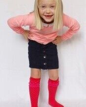 Bubble Dot Knee High Socks - Thistle Pink