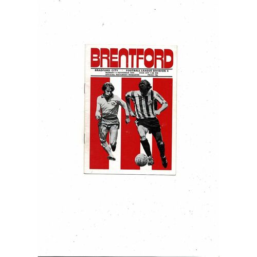1974/75 Brentford v Bradford City Football Programme