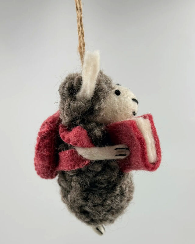 Grey Sheep Decoration/Ornaments with Book - Pink