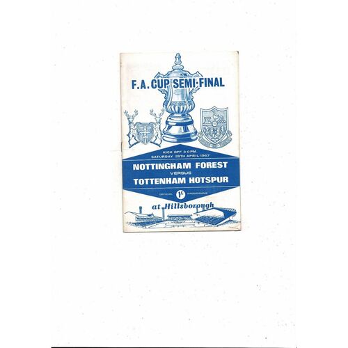 1967 Nottingham Forest v Tottenham Hotspur FA Cup Semi Final Football Programme