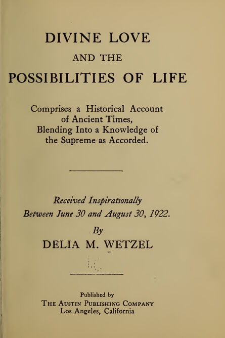 1922 | Divine love and the possibilities of life