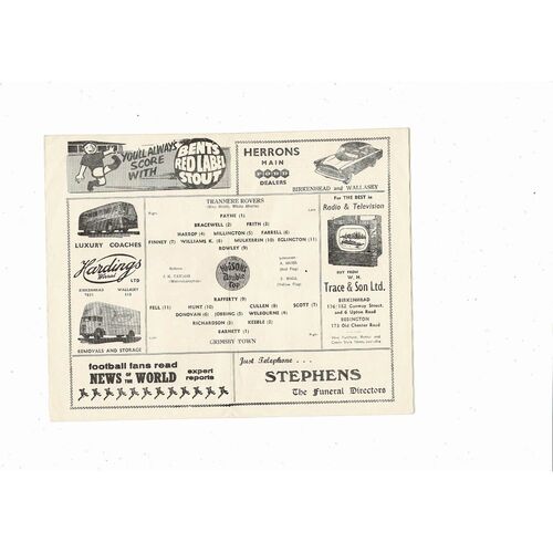 1959/60 Tranmere Rovers v Grimsby Town Football Programme