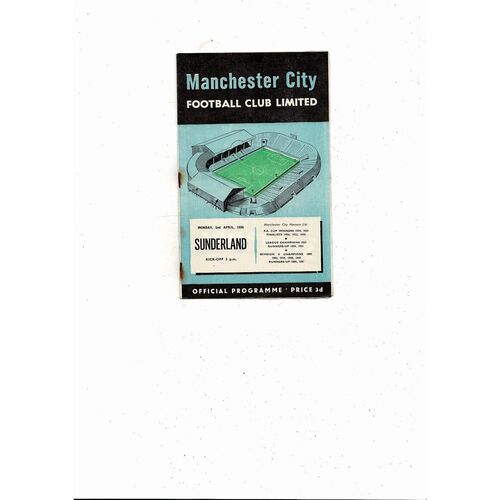 1955/56 Manchester City v Sunderland Football Programme