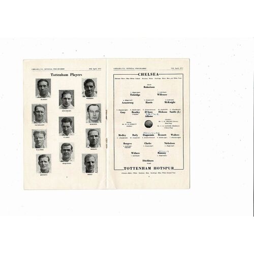1951/52 Chelsea v Tottenham Hotspur Football Programme