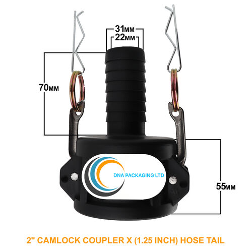 2" Camlock Coupler x 1.25 inch Hose Tail