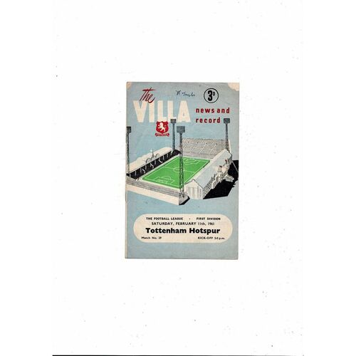 1960/61 Aston Villa v Tottenham Hotspur Football Programme