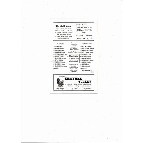 1966/67 Barnsley v Cardiff City FA Cup Football Programme