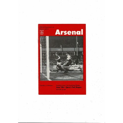 1976/77 Aston Villa v Queens Park Rangers League Cup Semi Final Replay Football Programme @ Arsenal