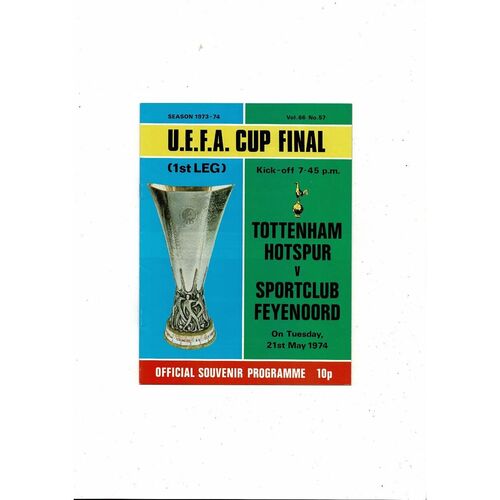 1974 Tottenham Hotspur v Feyenoord UEFA Cup Final Football Programme
