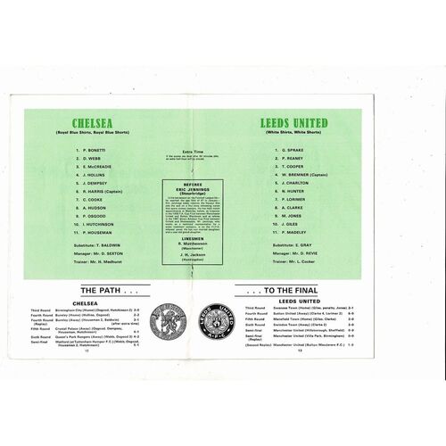 1970 Chelsea v Leeds United FA Cup Final Football Programme