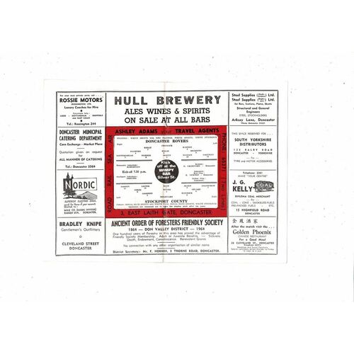 Doncaster Rovers v Stockport County Friendly Football Programme 1966/67