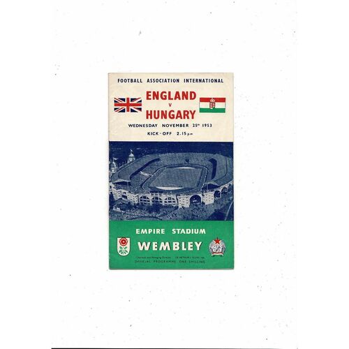 1953 England v Hungary Football Programme