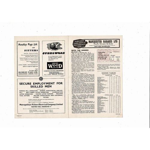 1958/59 Manchester United v Blackburn Rovers Football Programme