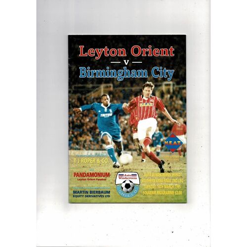 Leyton Orient v Birmingham City Auto Windscreens Area Final Football Programme 1994/95