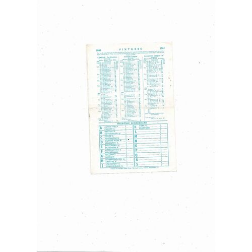 Manchester City v Sheffield Wednesday Central League Football Programme 1960/61