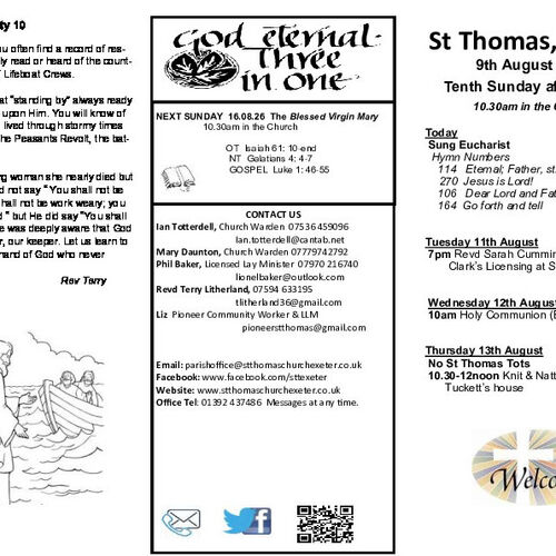 Pew Sheet | The Parish of St Thomas, Exeter