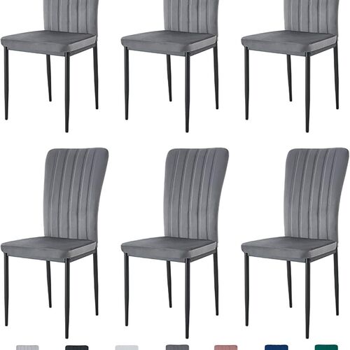 mcc direct Dining Chairs, Velvet High Back Kitchen Chairs with Upholstered Soft Seat and Metal Legs for Home, Office, Dining and Reception - Elle
