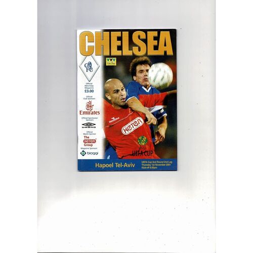 Chelsea v Hapoel UEFA Cup Football Programme 2001/02