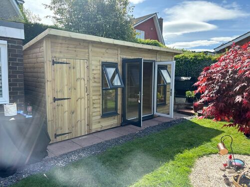 #PVC017 16x8 Pent Summer House Combi