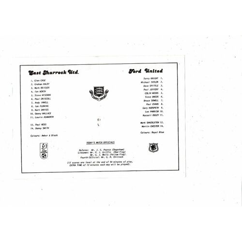 1991/92 East Thurrock United v Ford United Essex Senior Trophy Final