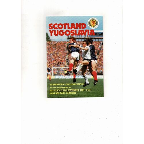 1984 Scotland v Yugoslavia Football Programme