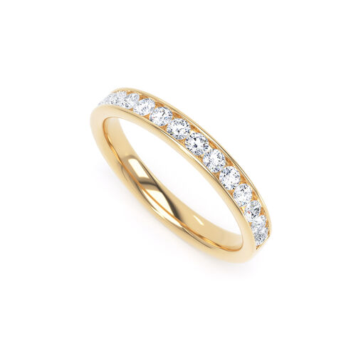 Channel set round brilliant cut diamond ring