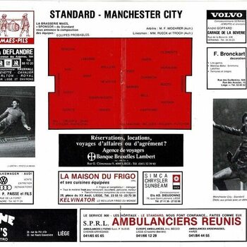 Standard Liege v Manchester City UEFA Cup Football Programme 1978/79