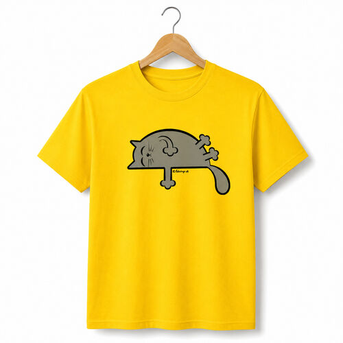 'Grey Sleepy Cat' Adults T-Shirt