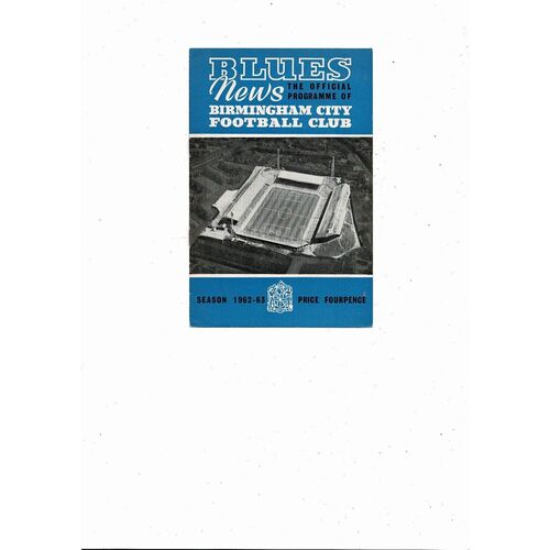 1962/63 Birmingham City v Bolton Wanderers Football Programme