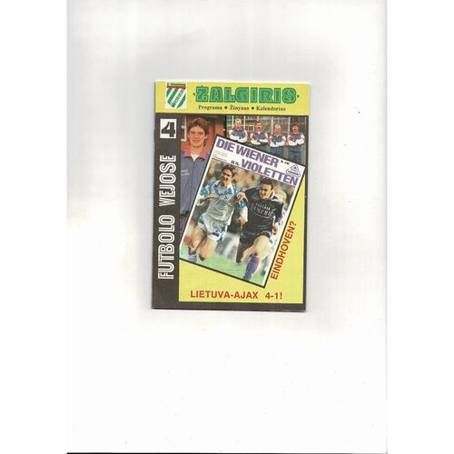 Zalgiris v PSV Eindhoven UEFA Champions League Football Programme 1992/93