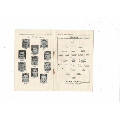 1949/50 Chelsea v Derby County Football Programme