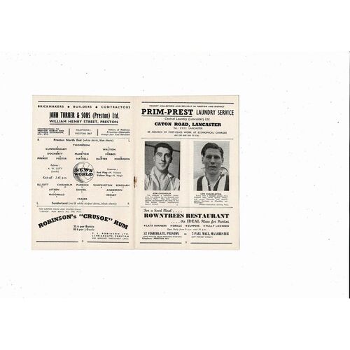 1954/55 Preston v Sunderland FA Cup Football Programme