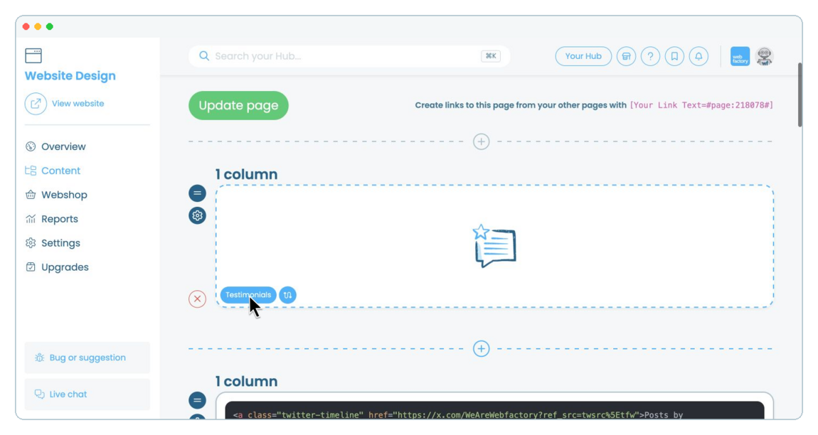 How to add and manage testimonials on a website page | Webfactory Support | Webfactory