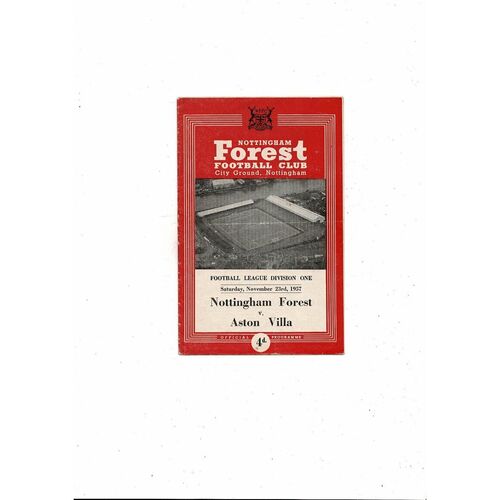 1957/58 Nottingham Forest v Aston Villa Football Programme