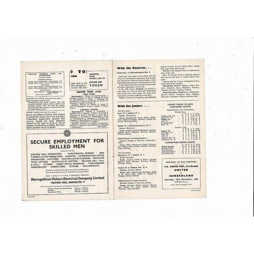 1957/58 Manchester United v Leeds United Football Programme