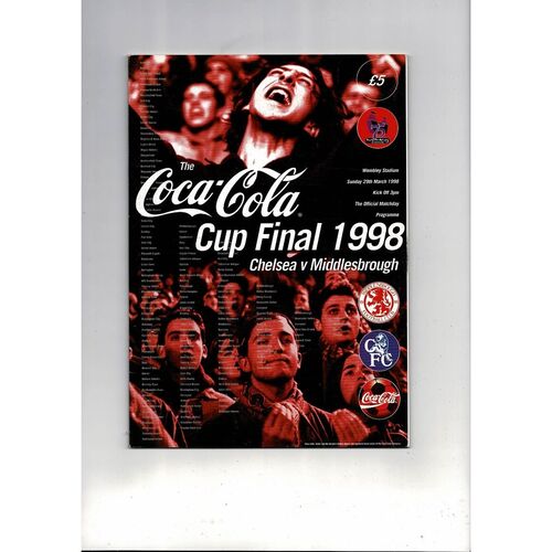 1998 Chelsea v Middlesbrough League Cup Final Football Programme