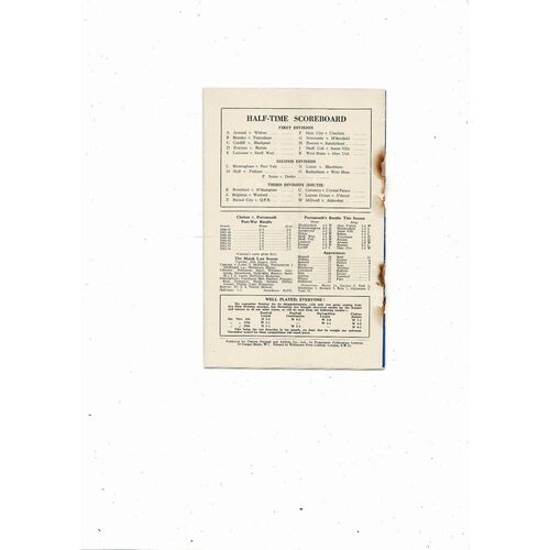 1954/55 Chelsea v Portsmouth Championship Season Football Programme