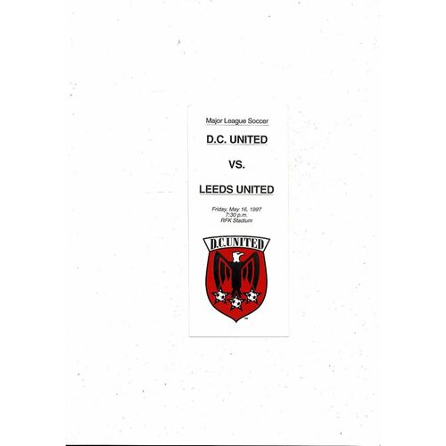 D.C. United v Leeds United Friendly Football Programme 1996/97