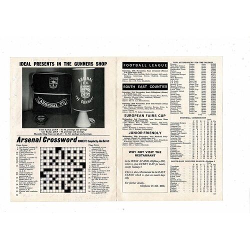 1970/71 Arsenal v Wolves Football Programme