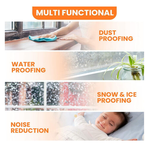 Tebrun 2X Window Draught Excluder Self-Adhesive Strip Type D - 4 Seals Total 10M (White)