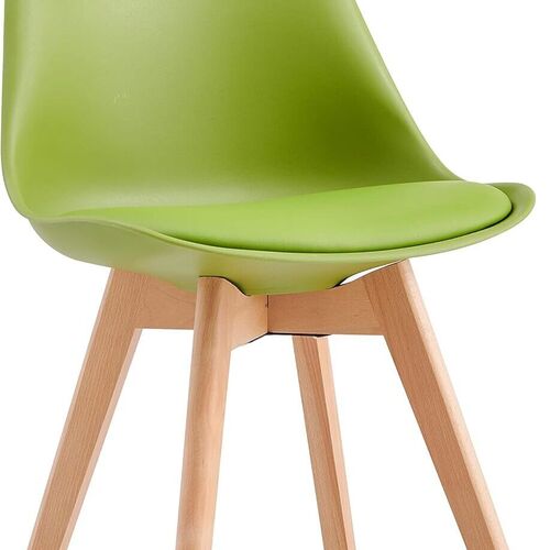 mcc direct Set of 4 Dining Chairs Wooden Legs Soft Cushion Pad Stylish DELUXE Retro Lounge Dining Office EVA