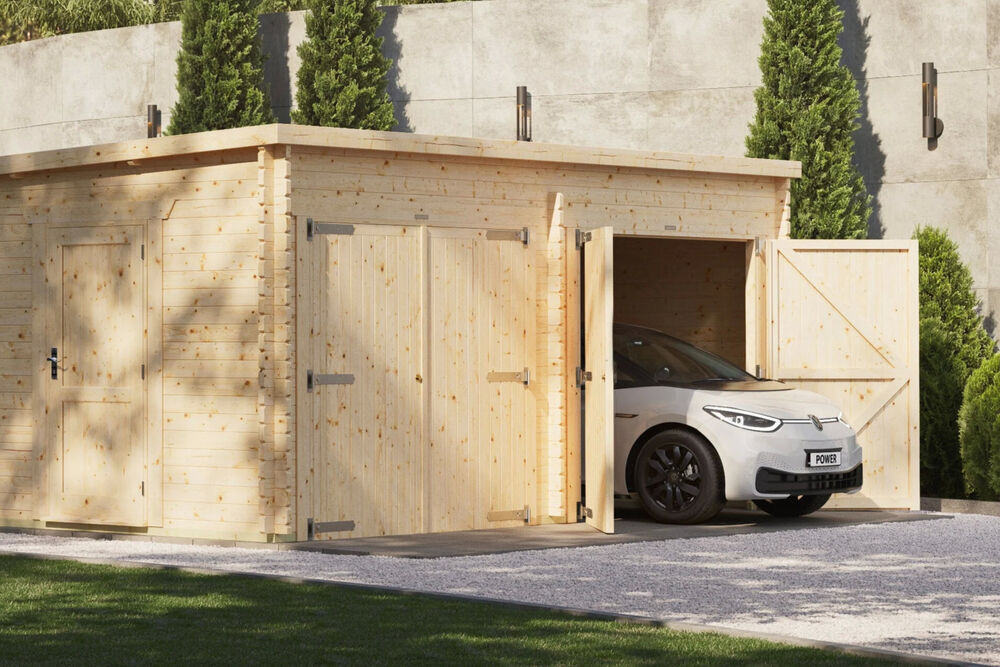 Pent Log Cabin Double Garage 20x14